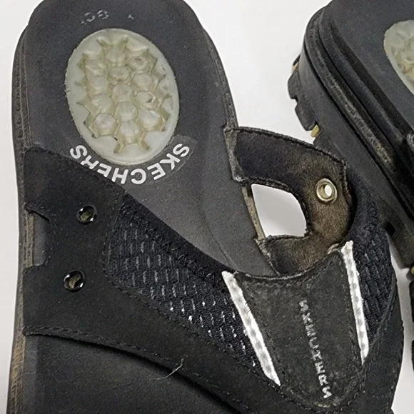 Skechers G-Tech Chunky Black Jammers‎ mens size 8 90s to Y2K